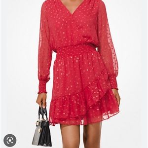 Dot Jacquard Ruffled Dress